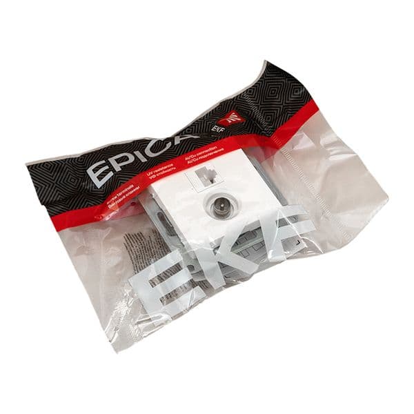 EKF Механизм розетки TV+RJ45 (cat5), белый Эпика — миниатюра 13