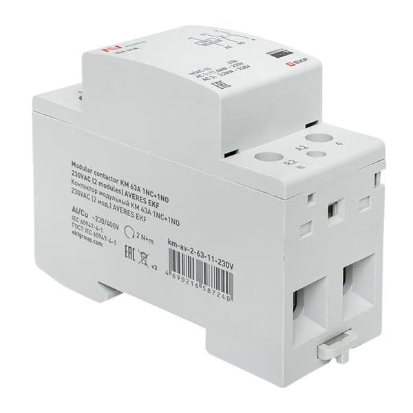 EKF Контактор модульный КМ 63А 1NO+1NC 230В АС (2 мод.) AVERES — миниатюра 9