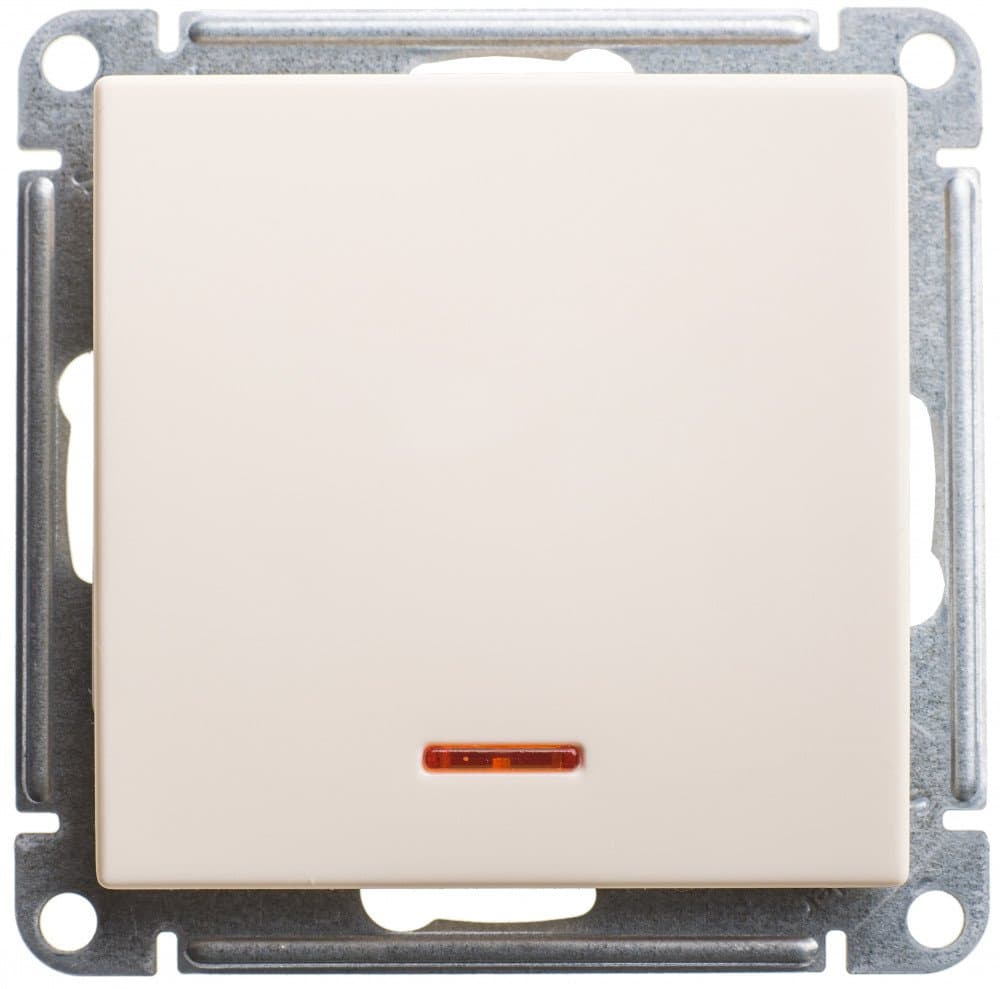 Systeme Electric Wessen 59 Беж Переключатель 1-клавишный с подсветкой 10АХ — миниатюра 1