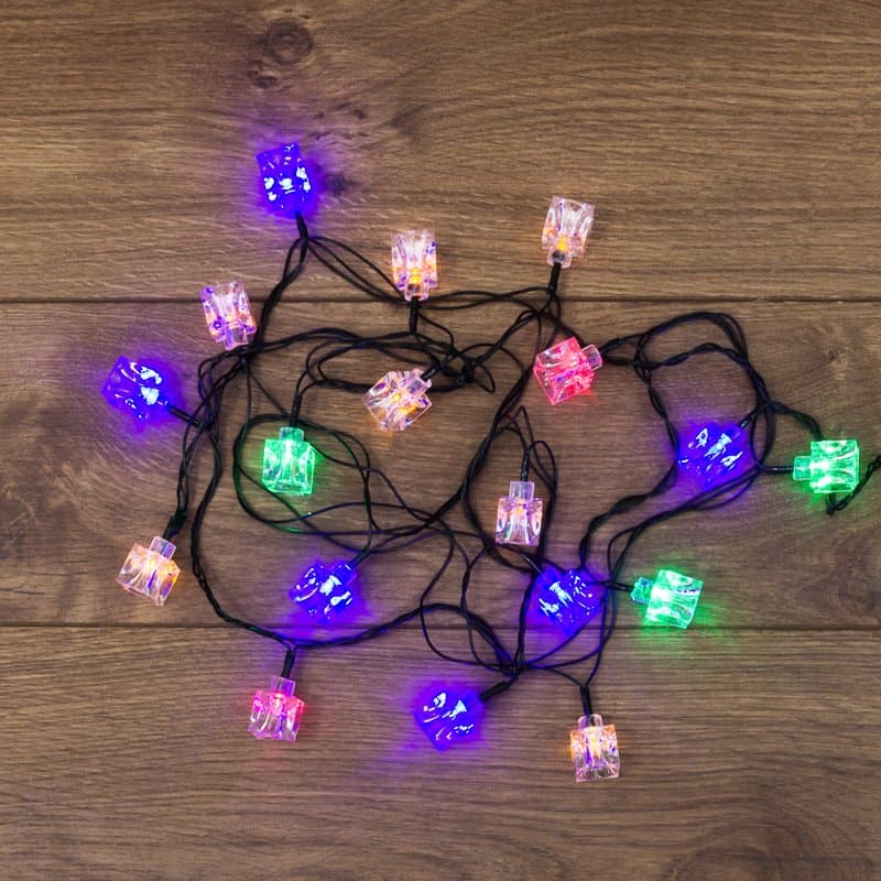 NEON-NIGHT Гирлянда светодиодная "Кубики" 20 LED МУЛЬТИКОЛОР 2,8 метра с контроллером 303-061