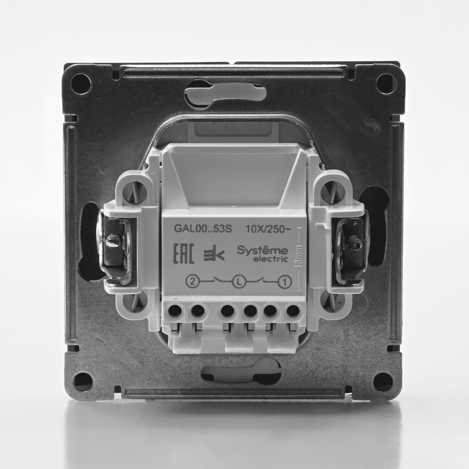 Systeme Electric ArtGallery Сталь Выключатель 2-клавишный с подсветкой, сх.5а, 10АХ, механизм, быстрозажим. клем. — миниатюра 4