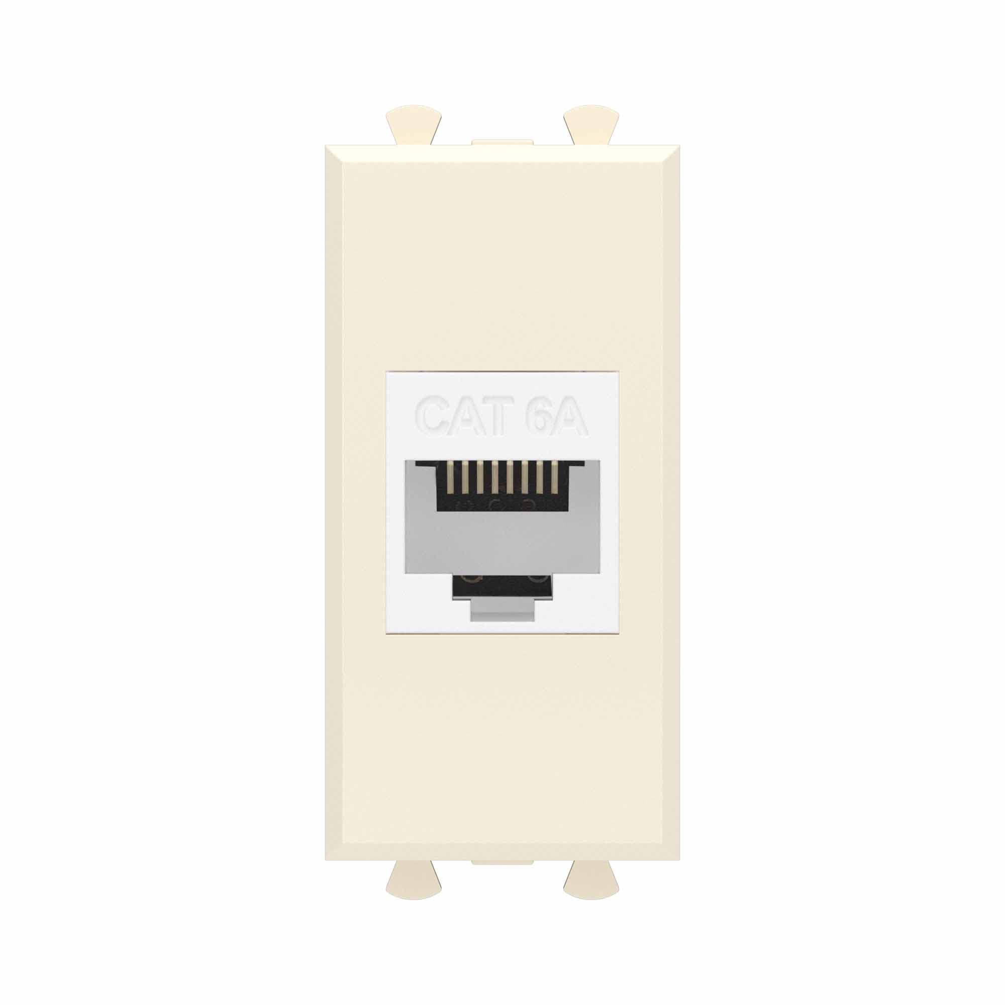 DKC Компьютерная розетка RJ-45 без шторки модульная, кат.6А, "Avanti", "Ванильная дымка", 1 модуль