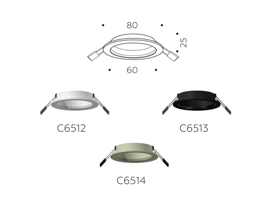 Ambrella Корпус светильника встраиваемый для насадок D60mm C6512 SWH белый песок D80*H25mm MR16 GU5.3 — миниатюра 2