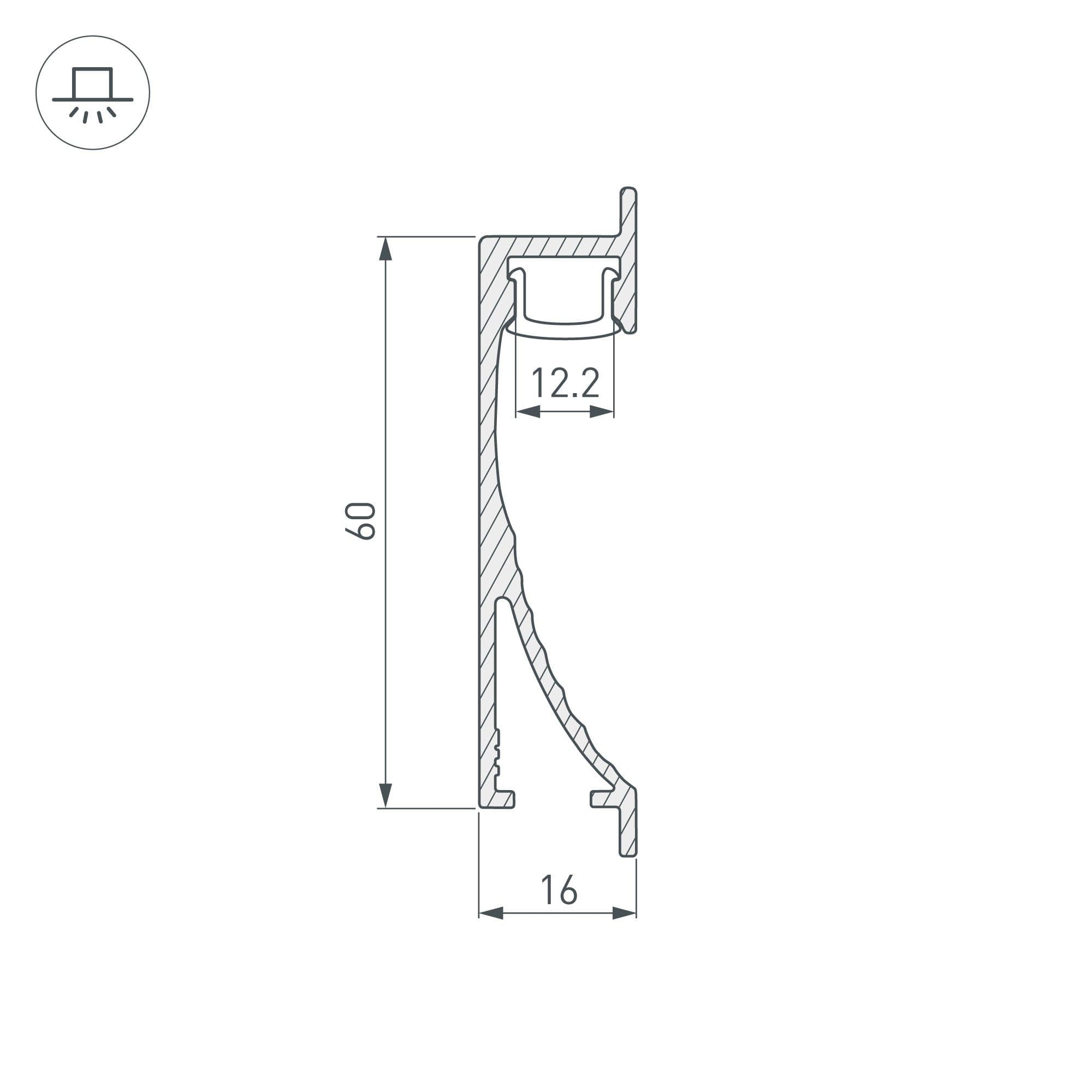 Arlight Профиль с экраном ALU-WALL-US-2000 ANOD+FROST (Алюминий) 014909 — миниатюра 2