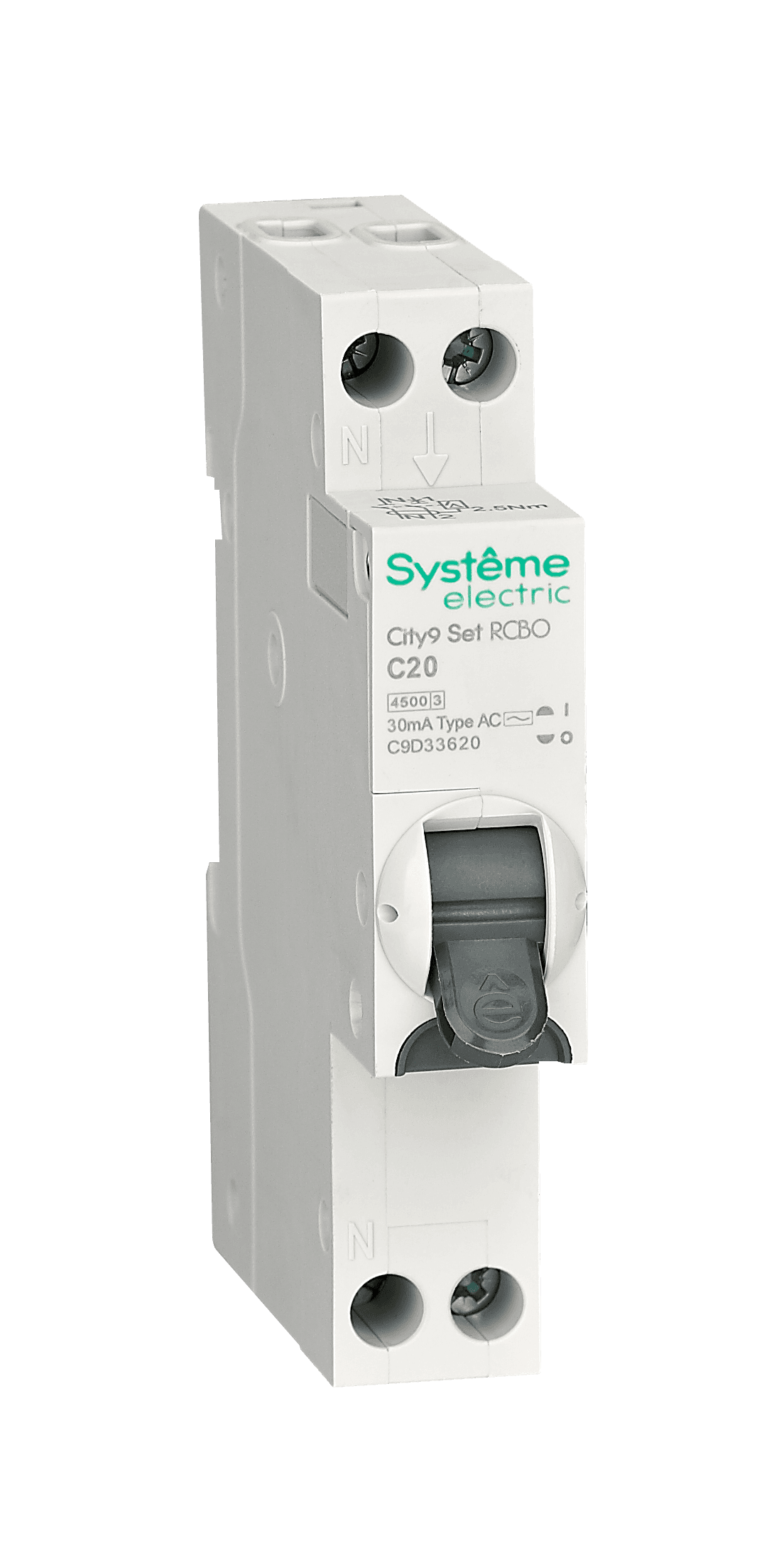 Systeme Electric City9 АВДТ 1П+Н C20 4500A 30мА AC 18мм