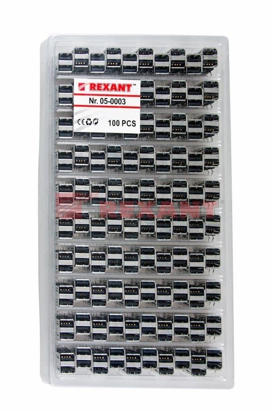 Разъем гнездо на плату 2хUSB-A (металл) Rexant 05-0003 — миниатюра 3