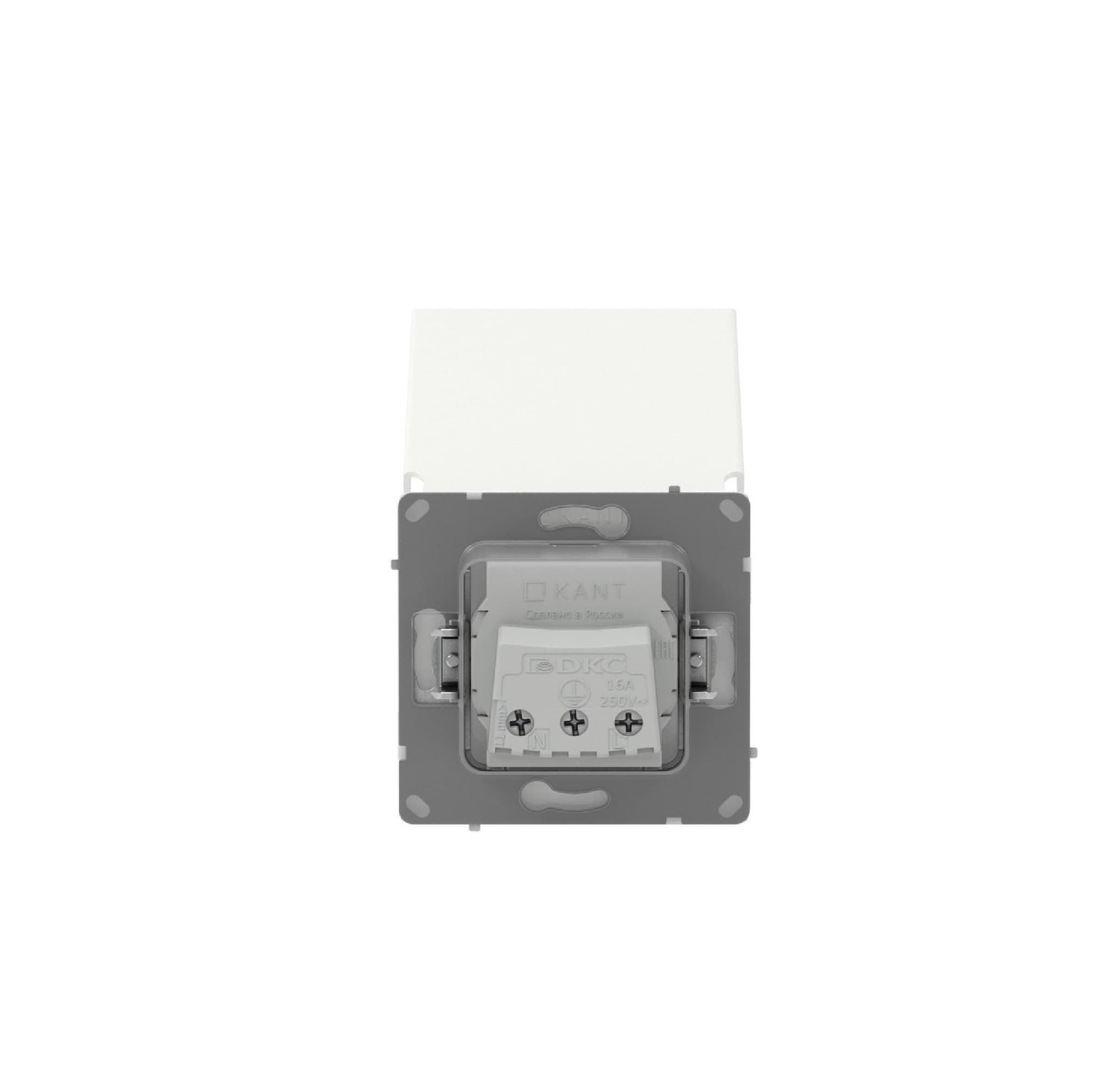 DKC KANT Розетка силовая, 2P+E, с з/ш, с крышкой, IP44, белая магнолия — миниатюра 8