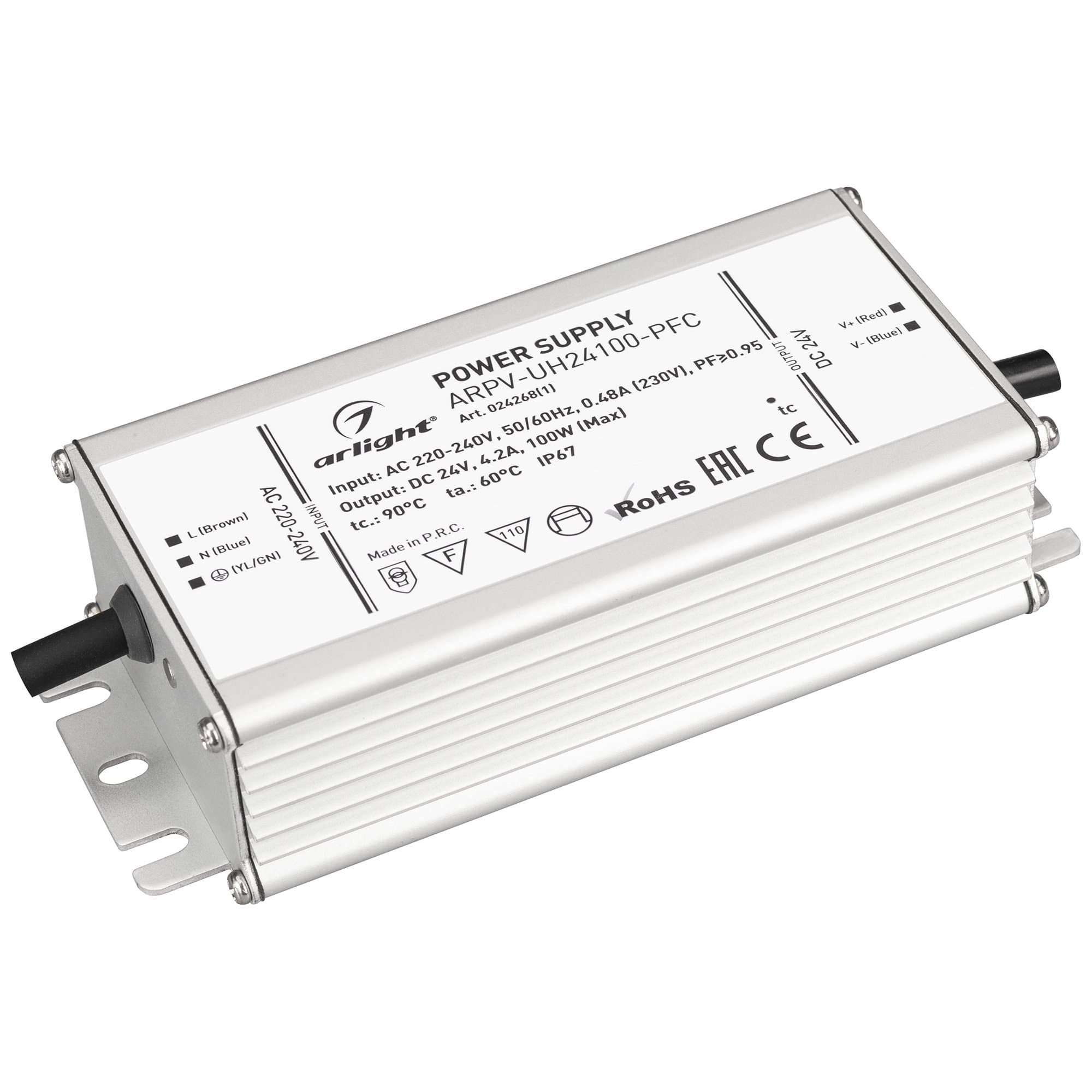 Arlight Блок питания ARPV-UH24100-PFC (24V, 4.2A, 100W) (IP67 Металл, 7 лет) 024268(1) — миниатюра 1