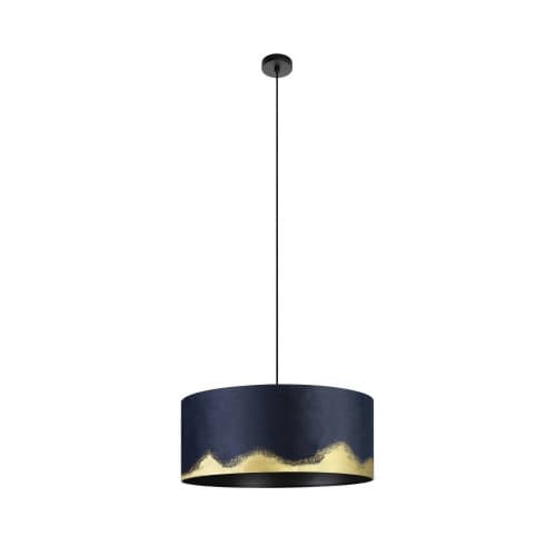 Eglo 39974 Подвесной потолочный светильник (люстра) CASUARITA, 1x40W, E27, H1500, Ø530, сталь, черный/текстиль, синий, золотой