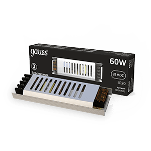 Gauss Блок питания 60W 24V IP20 ультратонкий 1/120 202002060