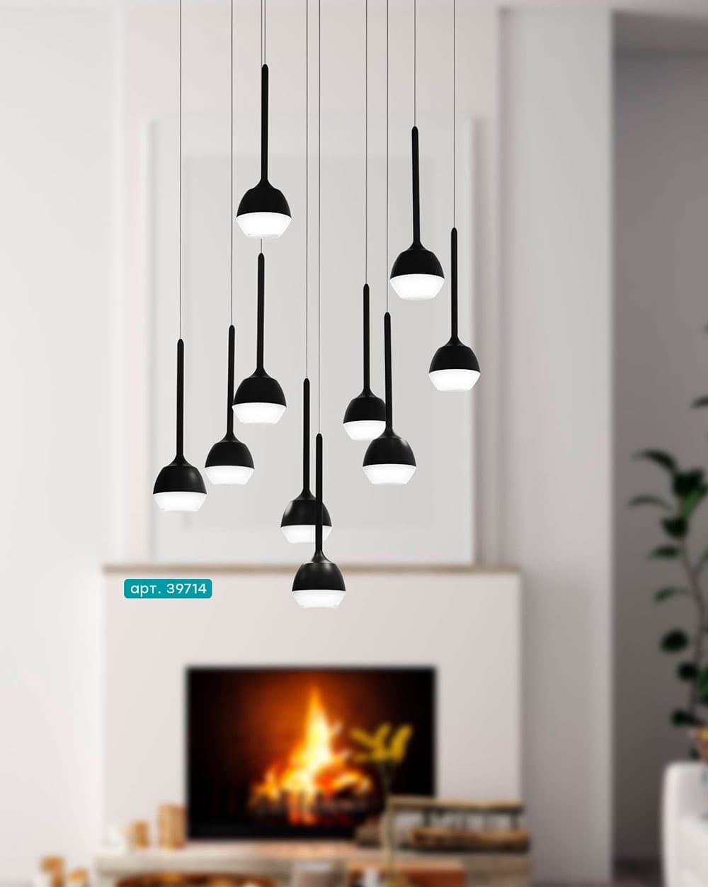 Eglo 39714 Светодиодный подвес NUCETTO, 10X4,5W(LED), ?580, сталь, черный/пластик, прозрачный — миниатюра 2
