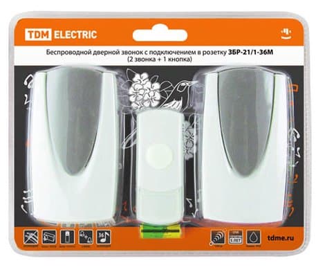 TDM Звонок ЗБР-21/1-36М (беспр., роз., 2 звонка) SQ1901-0012 — миниатюра 2