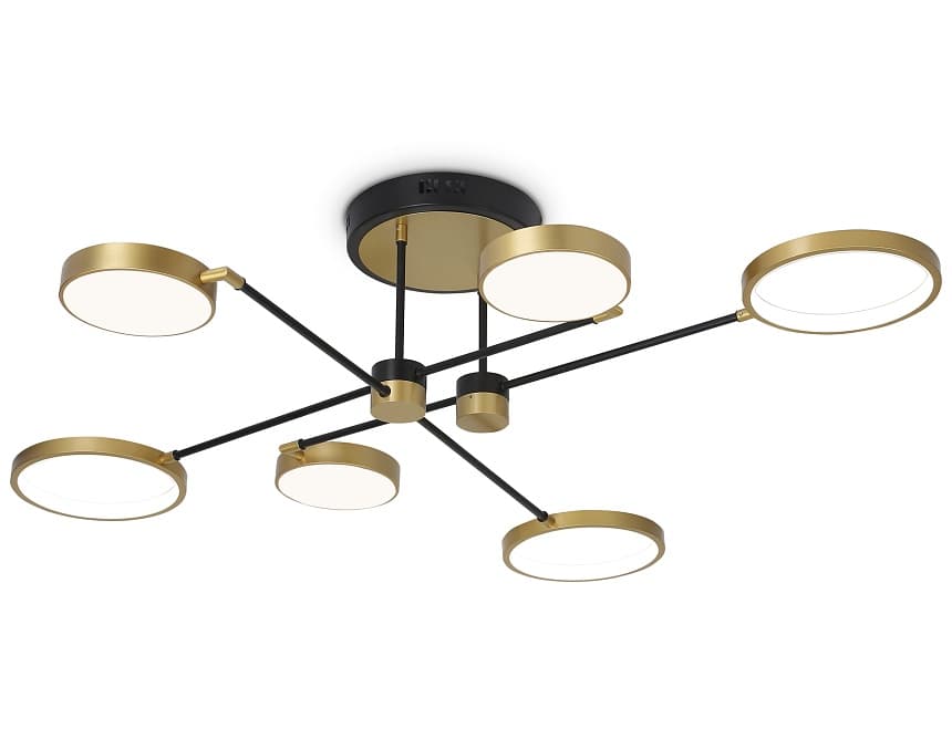 Ambrella Светильник светодиодный потолочный с пультом FL5157/6 BK/GD золото 84W 3000K/4200K/6400K 1100*1000*265 (ПДУ ИК)