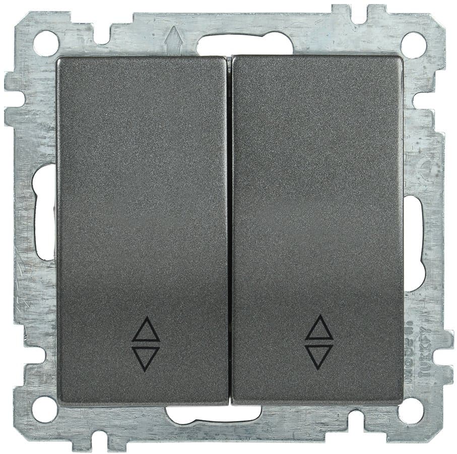 IEK ВС10-2-2-Б Выключатель двуклавишный проходной 10А BOLERO антрацит EVB22-K95-10
