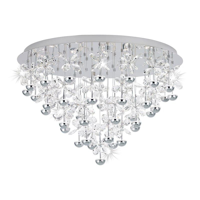 Eglo Люстра LED PIANOPOLI с димм., 43х1,8W(LED), Ø780, H525, нерж. сталь, хром/хрусталь, прозрачный 39246