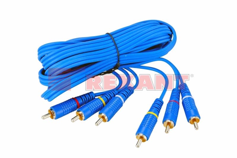 Шнур 3х3 RCA 3М синий gold Rexant 17-0204-1 — миниатюра 2