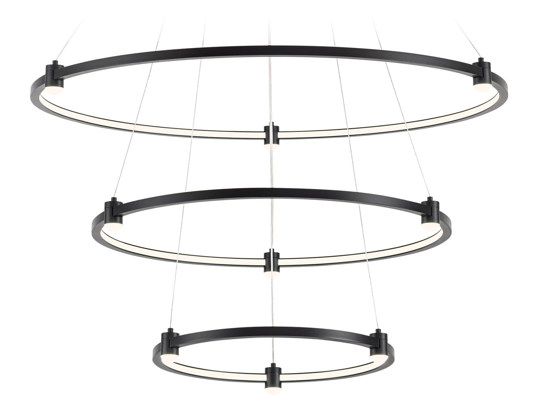 Ambrella Светильник подвесной светодиодный FL5514/3+9 BK черный 90W 3000K/4200K/6400K D800/600/400*1300 (без ПДУ) — миниатюра 1