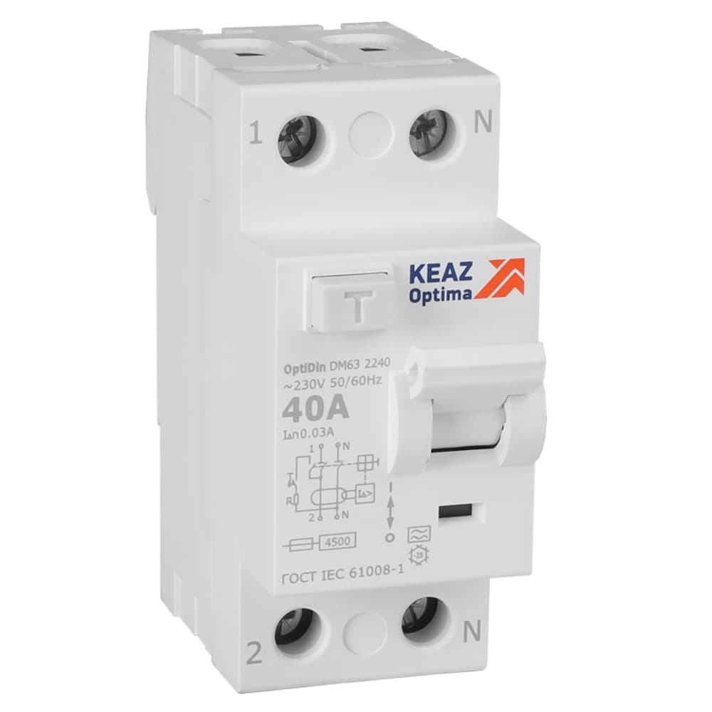 ВДТ без защиты от сверхтоков OptiDin DM63-2240-A-4,5-УХЛ4 (2P, 40, 30mA)