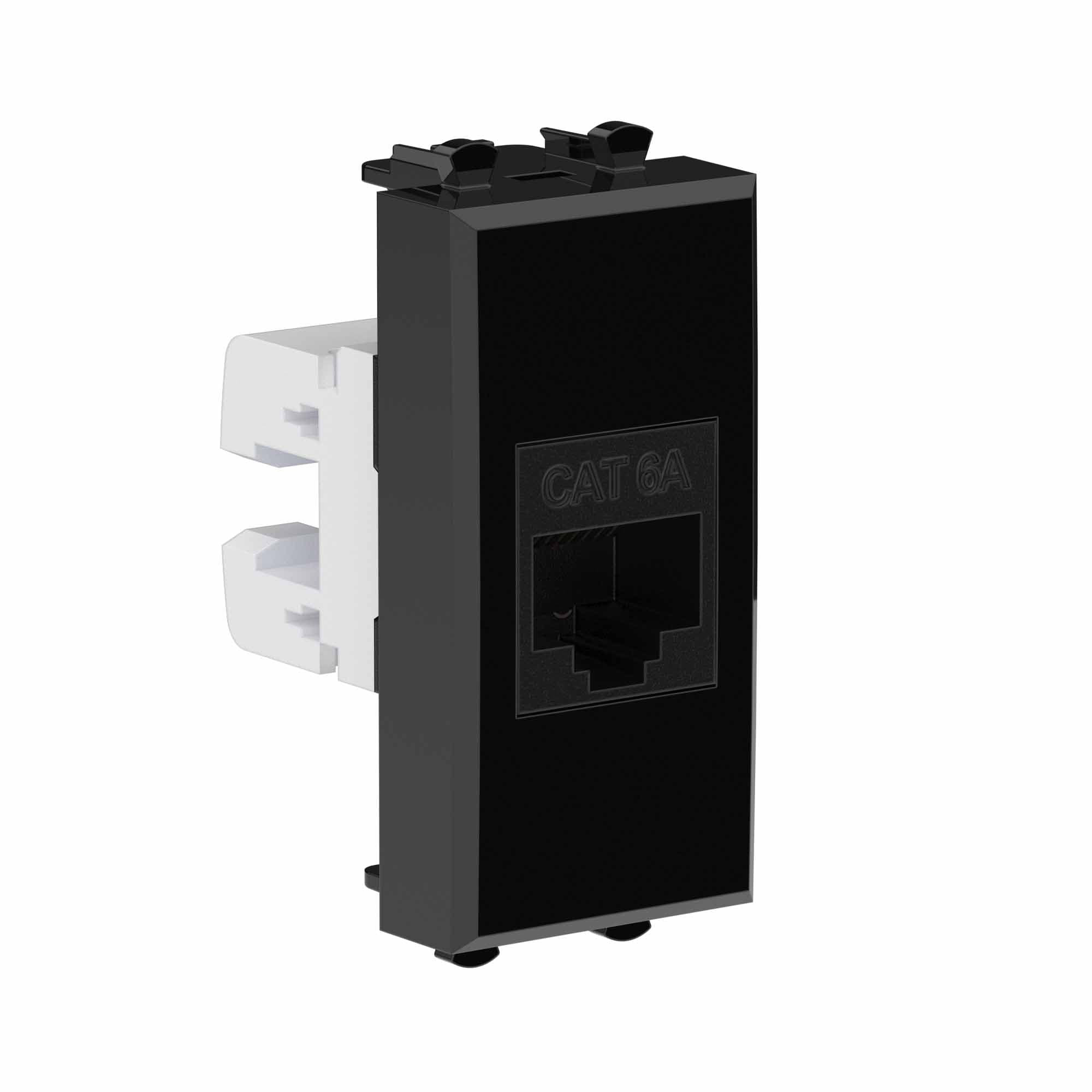 DKC Компьютерная розетка RJ-45 без шторки модульная, кат.6А, "Avanti", "Черный квадрат", 1 модуль — миниатюра 2