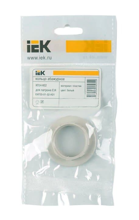 IEK Кольцо к патрону, пластик, Е14, белый — миниатюра 2
