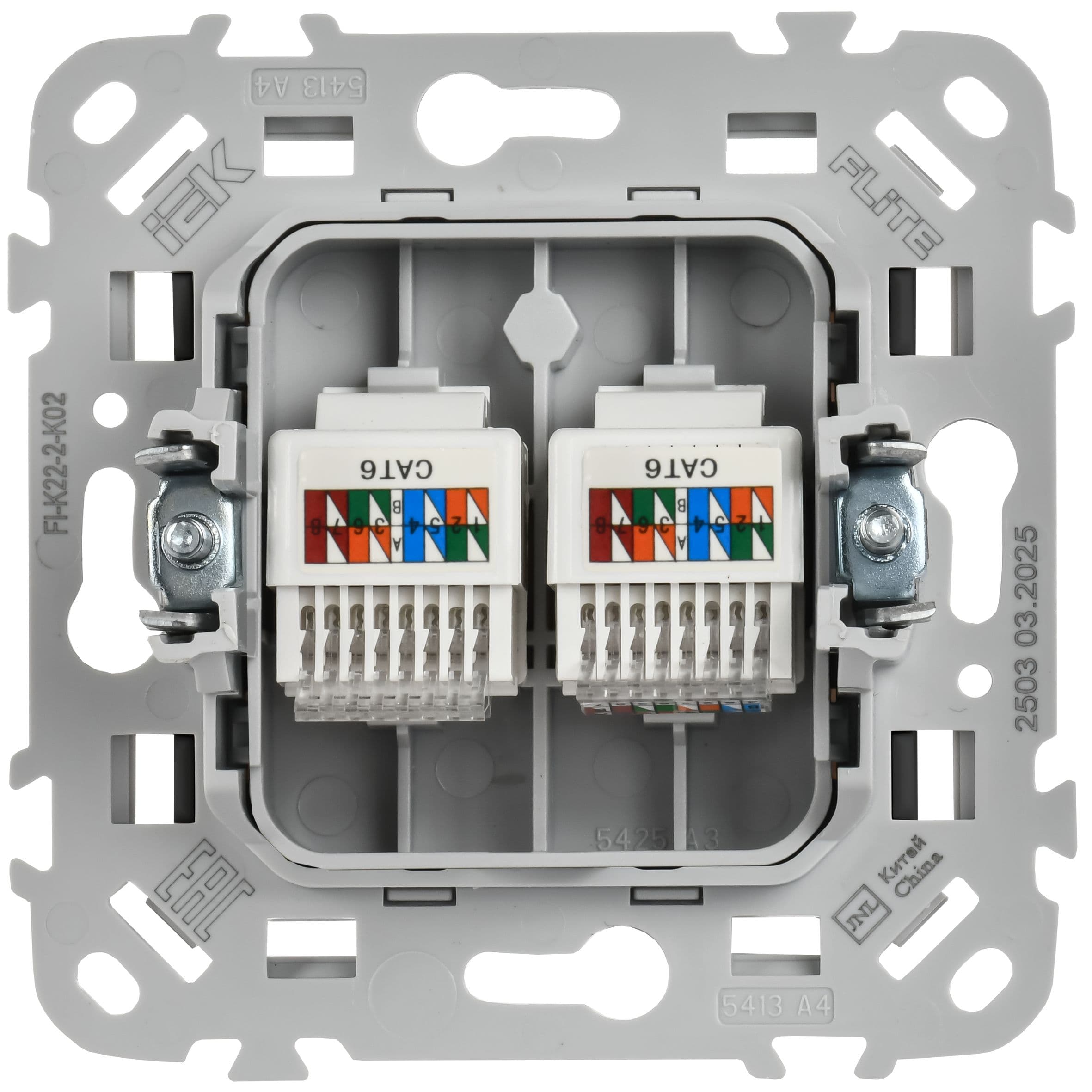 IEK FLITE Черный Розетка 2-местная компьютерная RJ45 категория 6 UTP — миниатюра 3