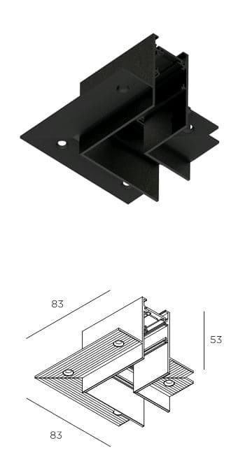 Technolight Угол на плоскости встраиваемый RAL 9005 черный 82001-BK