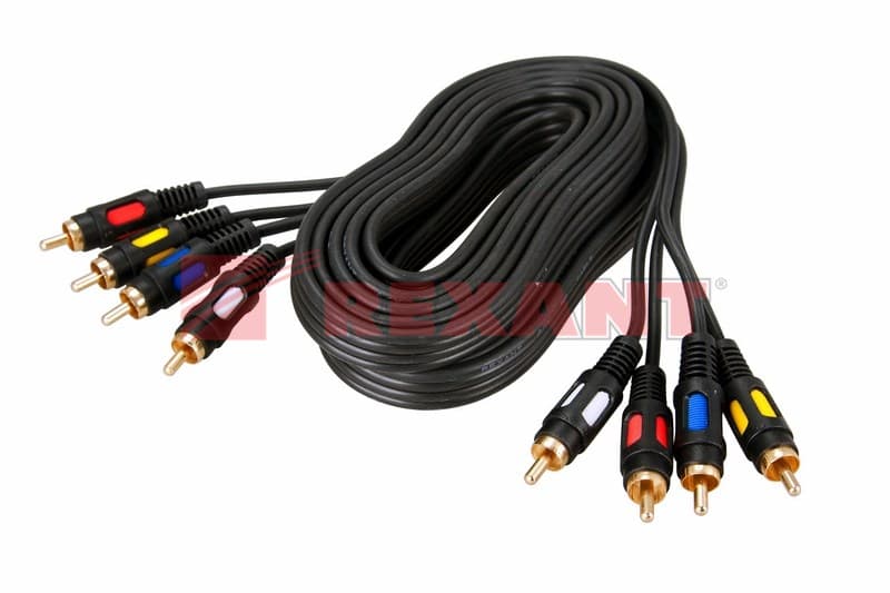 Шнур 4RCA Plug - 4RCA Plug 1.5М (GOLD) Rexant 17-0312 — миниатюра 2