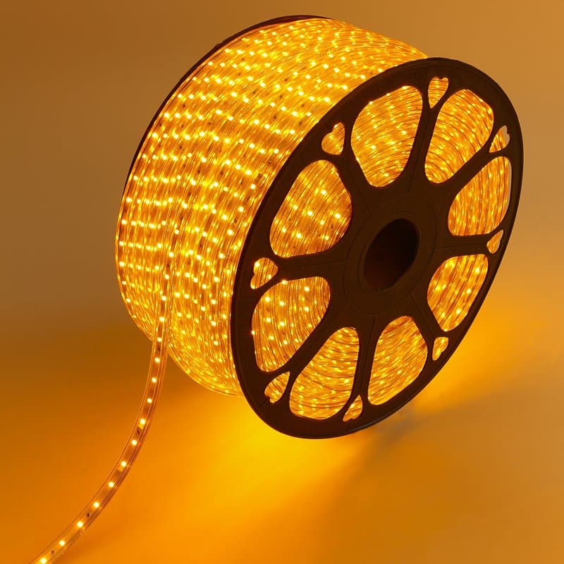 NEON-NIGHT LED лента 220 В, 10х7 мм, IP67, SMD 2835, 60 LED/m, цвет свечения желтый, бухта 100 м 142-602