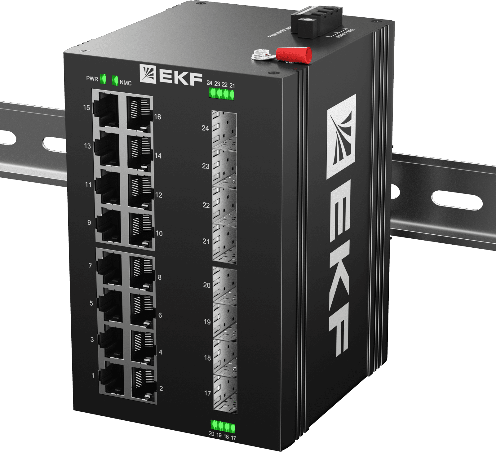 EKF Промышленный неуправляемый коммутатор U-8GX/SFP-16GT, 8 портов 1000Base-X SFP, 16 портов 10/100/1000Base-T(X) RJ45, монтаж на динрейку TSX