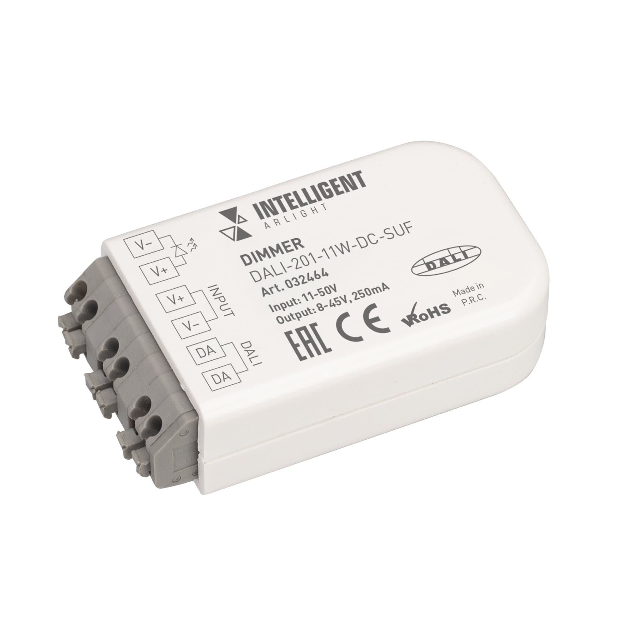 Arlight INTELLIGENT Диммер DALI-201-11W-DC-SUF (8-45V DC, 250mА) (INTELLIGENT IP20 Пластик, 3 года) 032464