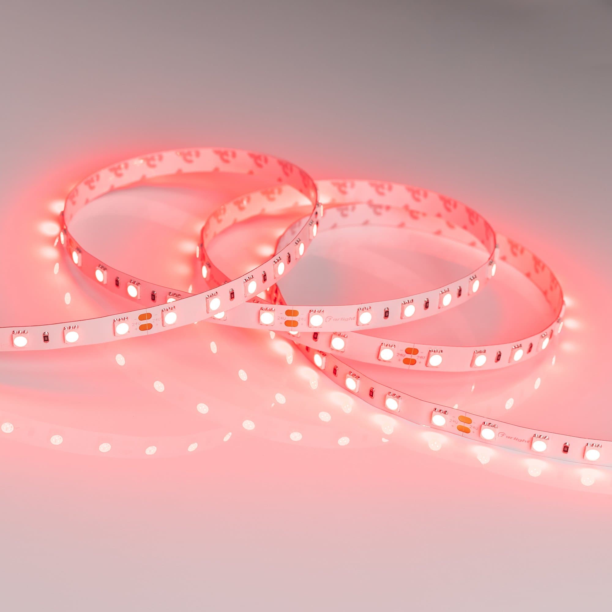 Arlight Светодиодная лента RT 2-5000 24V Red 2x (5060, 300 LED, LUX) (14.4 Вт/м, IP20) 008817 — миниатюра 3