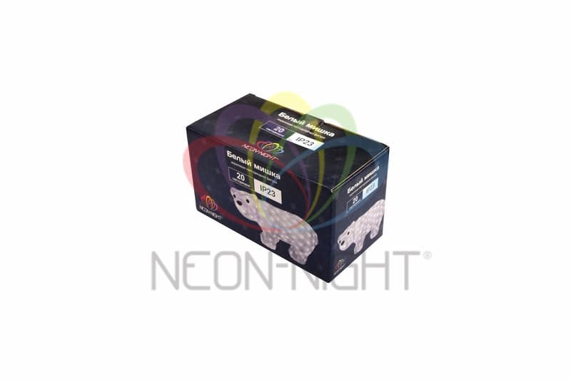 NEON-NIGHT Акриловая светодиодная фигура "Белый мишка" 15х25 см, 4,5 В, 3 батарейки AA (не входят в комплект), 20 светодиодов, 513-252 — миниатюра 2