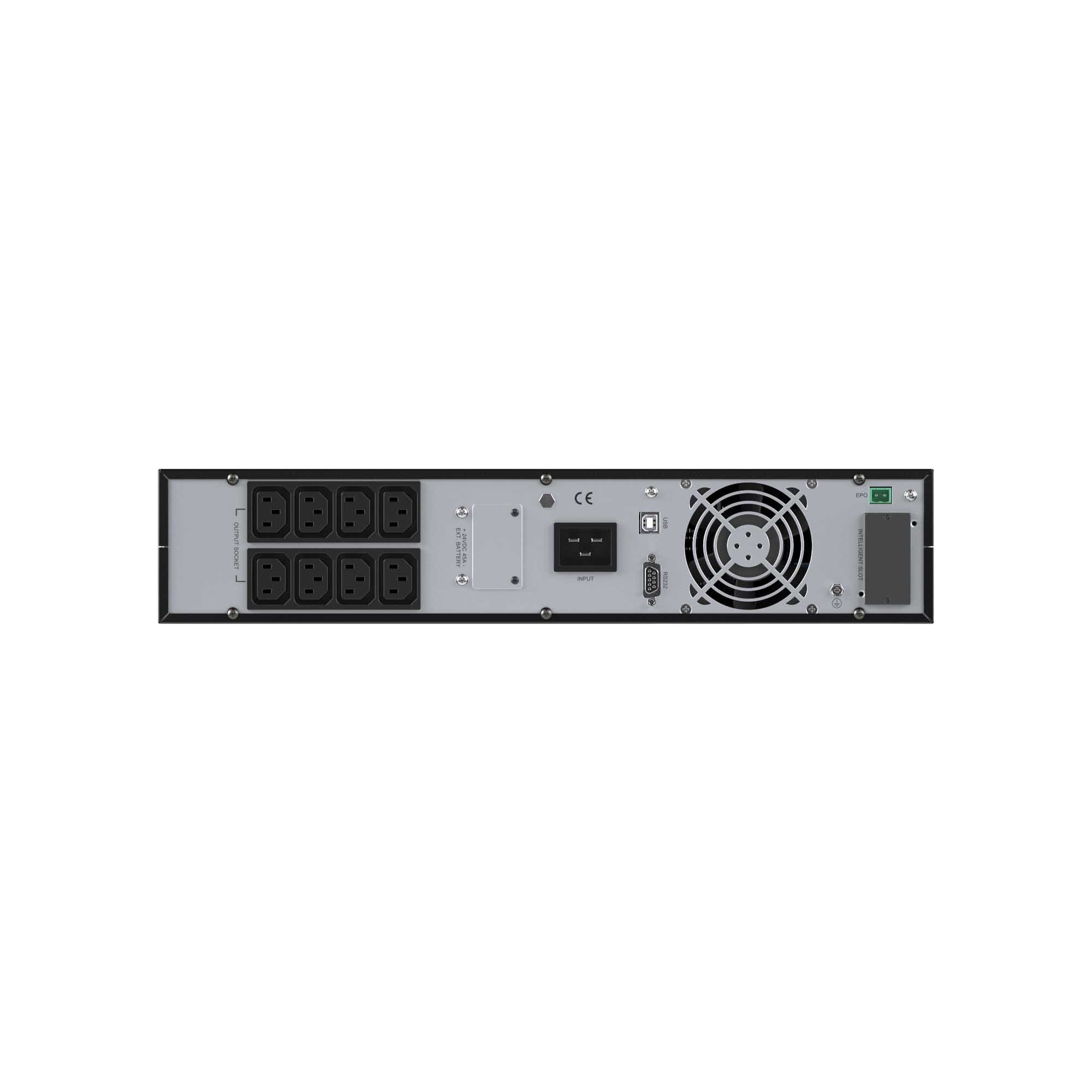 DKC Онлайн ИБП ДКС серии Small Rackmount, 2000 ВА/1800 Вт, 1/1, 8xIEC C13, EPO, USB, RS-232, RJ45, Rack 2U, 4x9Ач — миниатюра 4