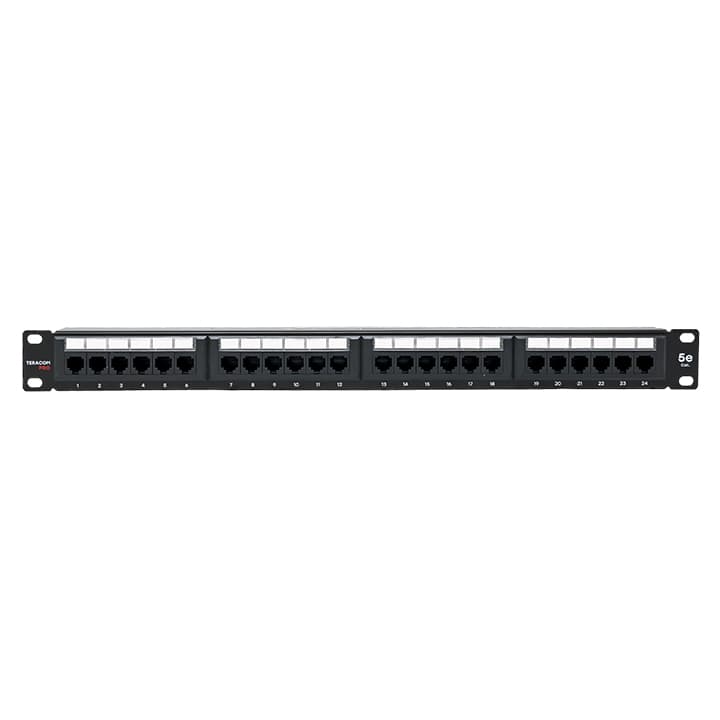 EKF Патч-панель TERACOM PRO 19'' Cat.5E 1U неэкранированная UTP 24 порта RJ-45 Dual IDC с органайзером — миниатюра 2