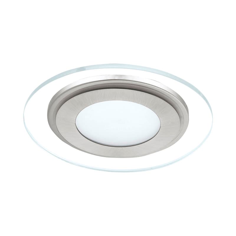 Eglo Светодиод. встраив. светильник PINEDA 1, 1х12W(LED), Ø145, сталь, пластик, бел., ник. мат/пластик, прозр., мат. 95932