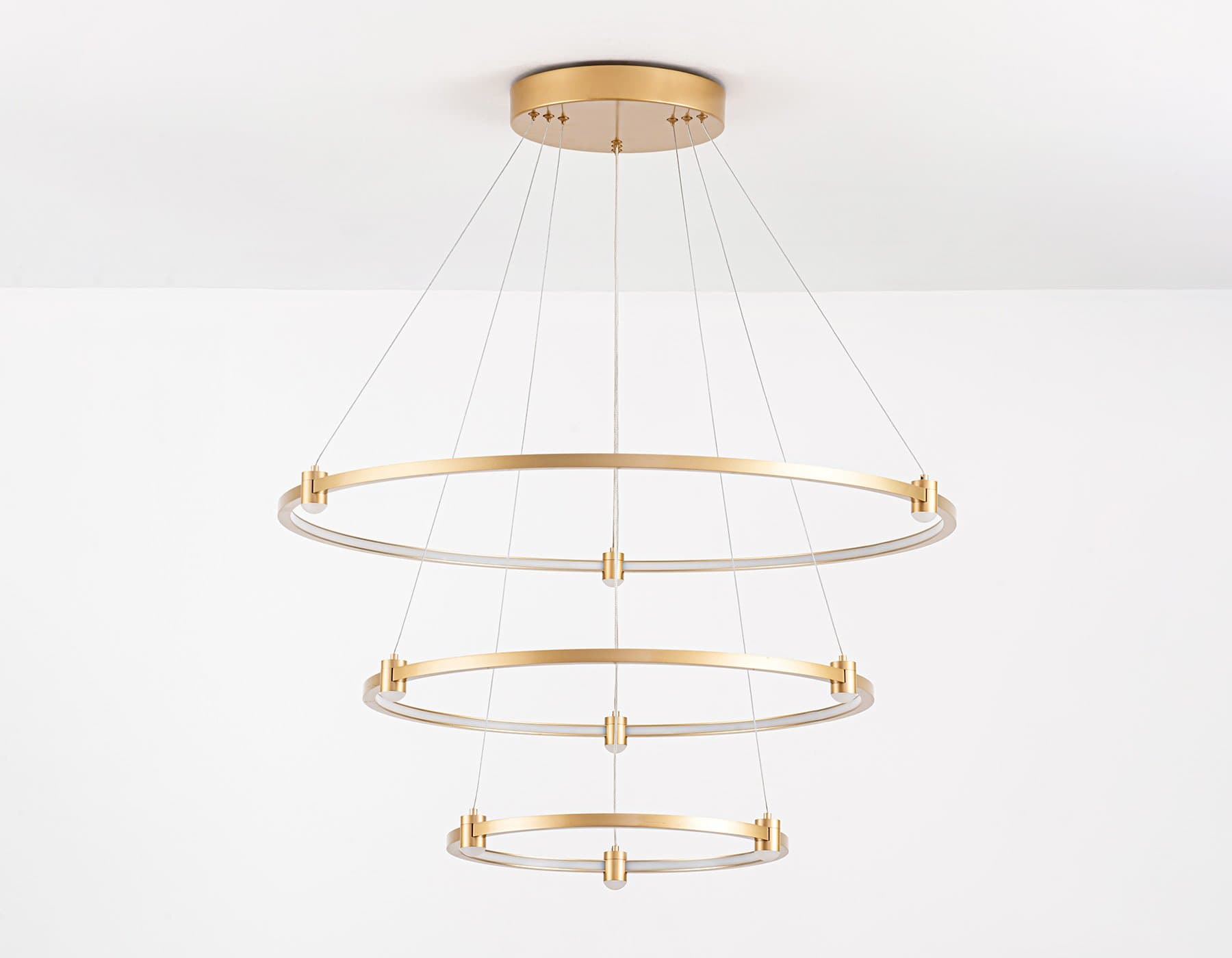 Ambrella Светильник подвесной светодиодный FL5516/3+9 GD золото 90W 3000K/4200K/6400K D800/600/400*1300 (без ПДУ) — миниатюра 6
