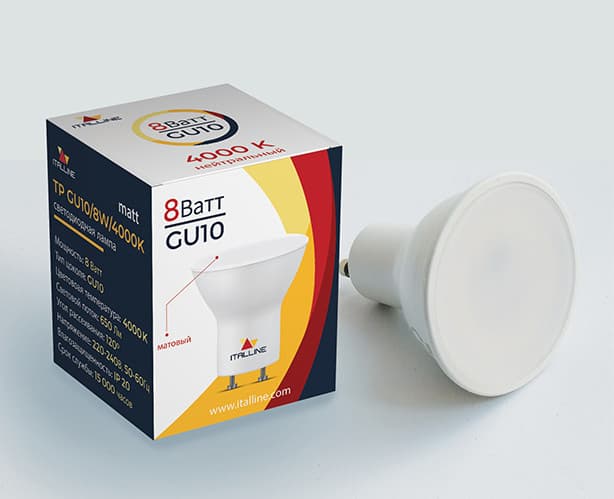 ITALLINE TP GU10/8W/4000K/120 matt светодиодная лампа, шт TP GU10/8W/4000K matt