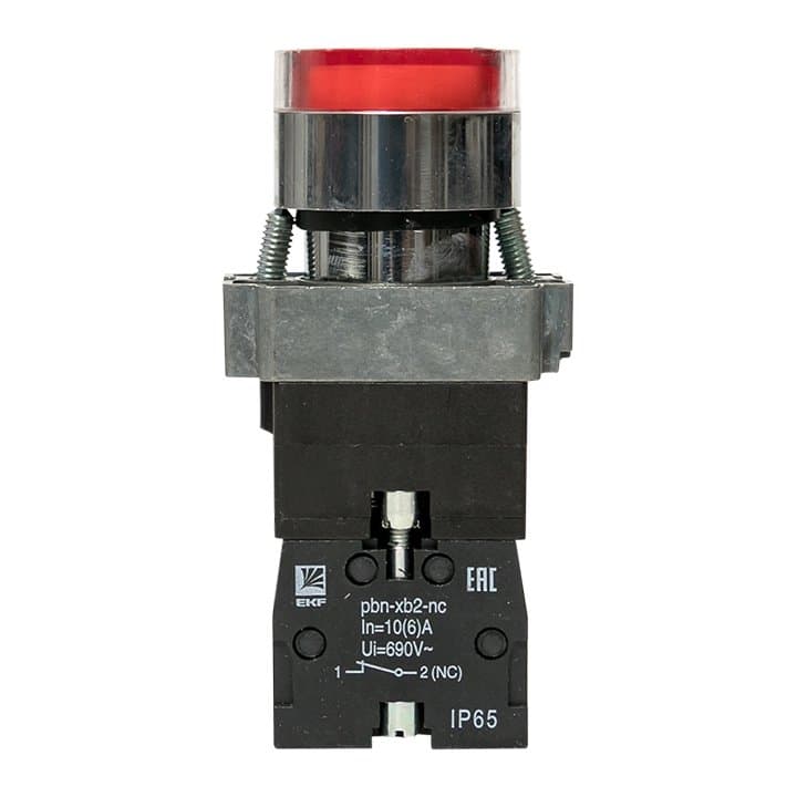 EKF PROxima Кнопка BA42 с подстветкой 230В красная NC IP65 — миниатюра 3