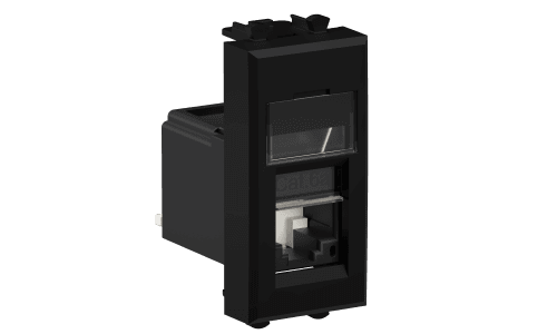 DKC Компьютерная розетка RJ-45 модульная, кат.6А, "Avanti", "Черный матовый", 1 модуль 4412371