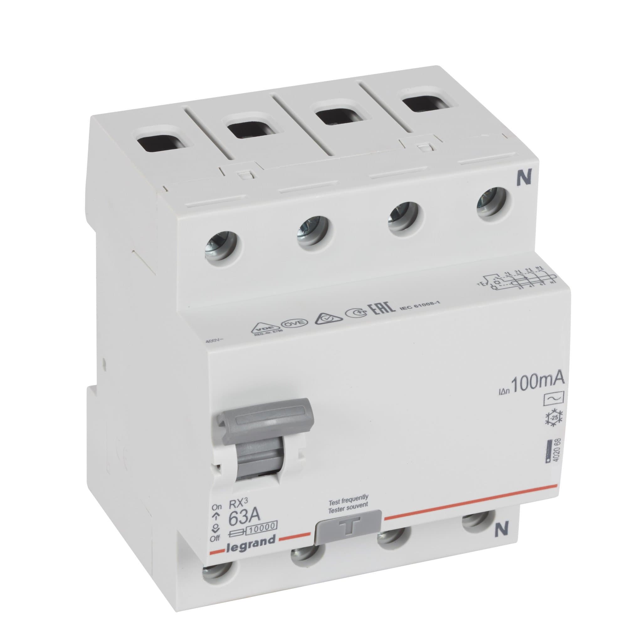 Legrand RX3 УЗО 4P 100мА 63А (AC) 402068