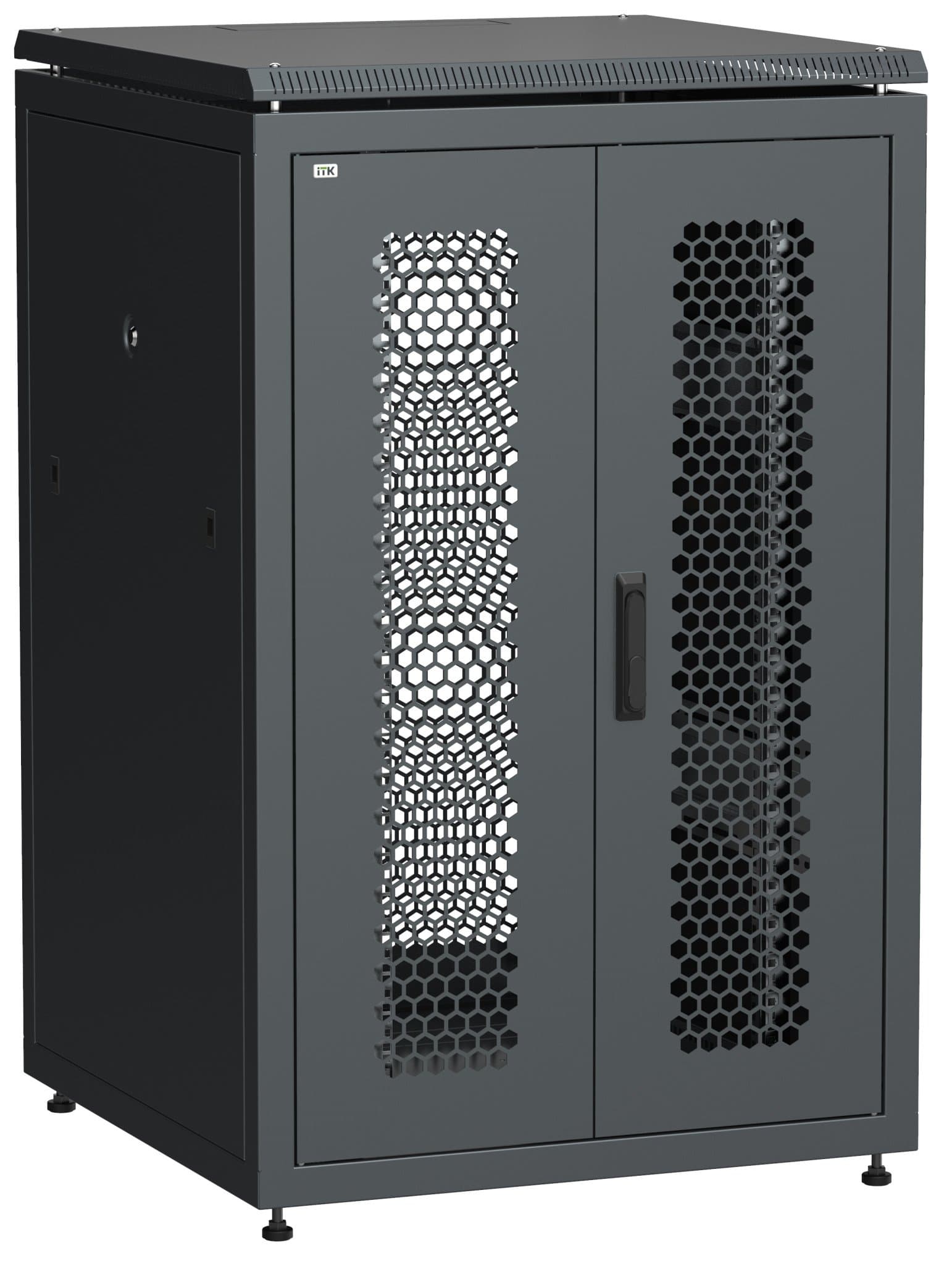IEK LINEA N ITK 24U 800х800мм распашная перфорированная дверь, задняя перфорированная черный LN05-24U88-2PP