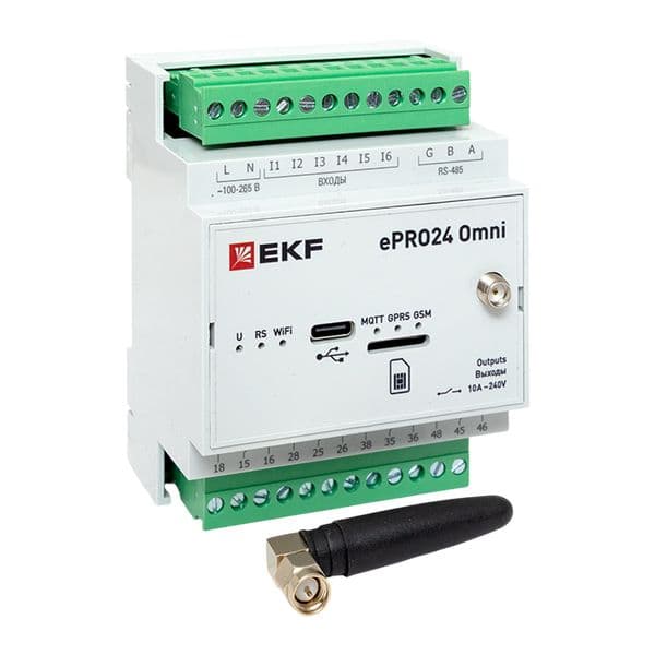 EKF Контроллер удаленного управления 6вх/4вых Wi-Fi GSM 230 В ePRO24 Omni — миниатюра 2