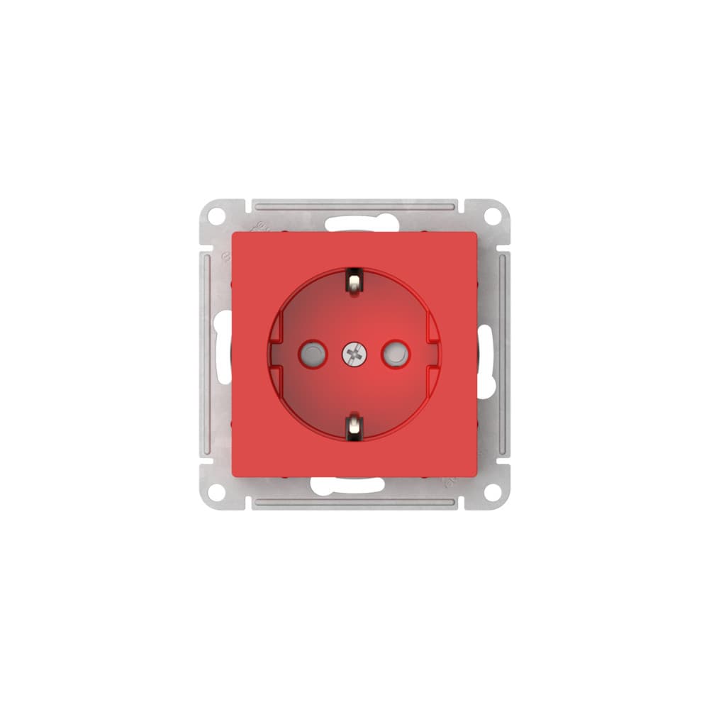 Systeme Electric AtlasDesign Красный Розетка с заземлением со шторками, 16А, мех., быстрозажим. клем. — миниатюра 4