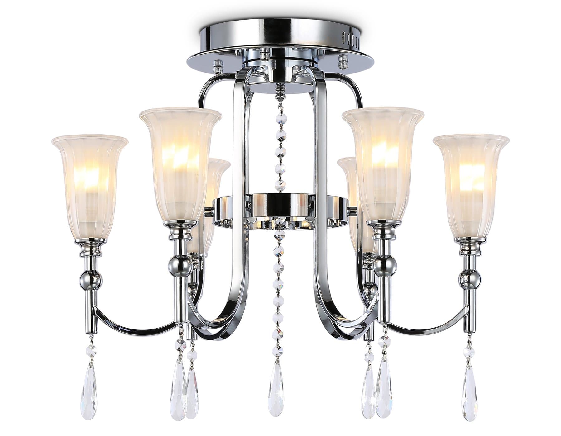 Ambrella Потолочная люстра с хрусталем TR3243/6 CH/FR хром/белый матовый E14*6 max 40W D600*520