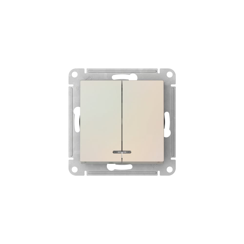 Systeme Electric AtlasDesign Жемчуг Выключатель 2-клавишный с подсвет.,сх.5а, 10АХ, мех., быстрозажим. клем. — миниатюра 3