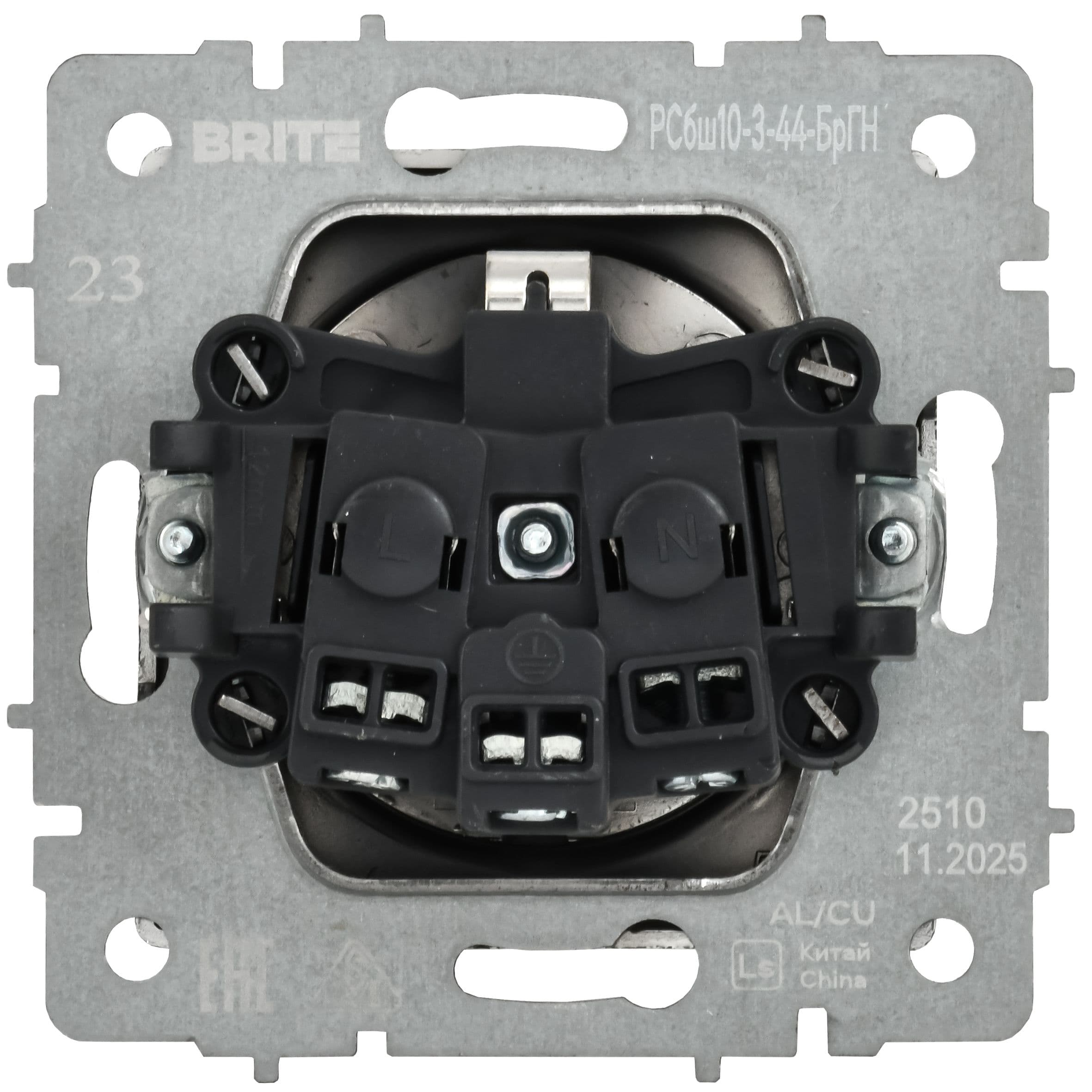 IEK BRITE Металл Хром/никель Роз с з/к/ш с кр 16А IP44 РСбш10-3-44-БрГН — миниатюра 3