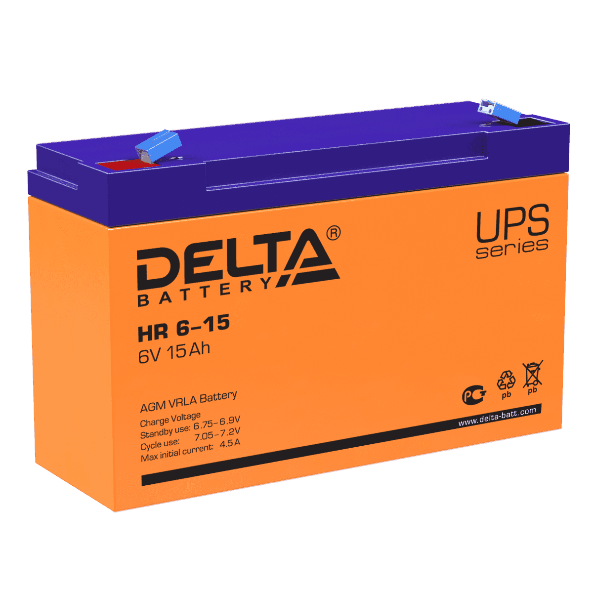 Delta Аккумуляторная батарея HR 6-15 (6V/15Ah)