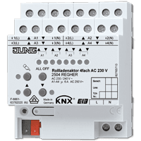 JUNG KNX Актор жалюзи, 4-канальная AC 230V 2504REGHER