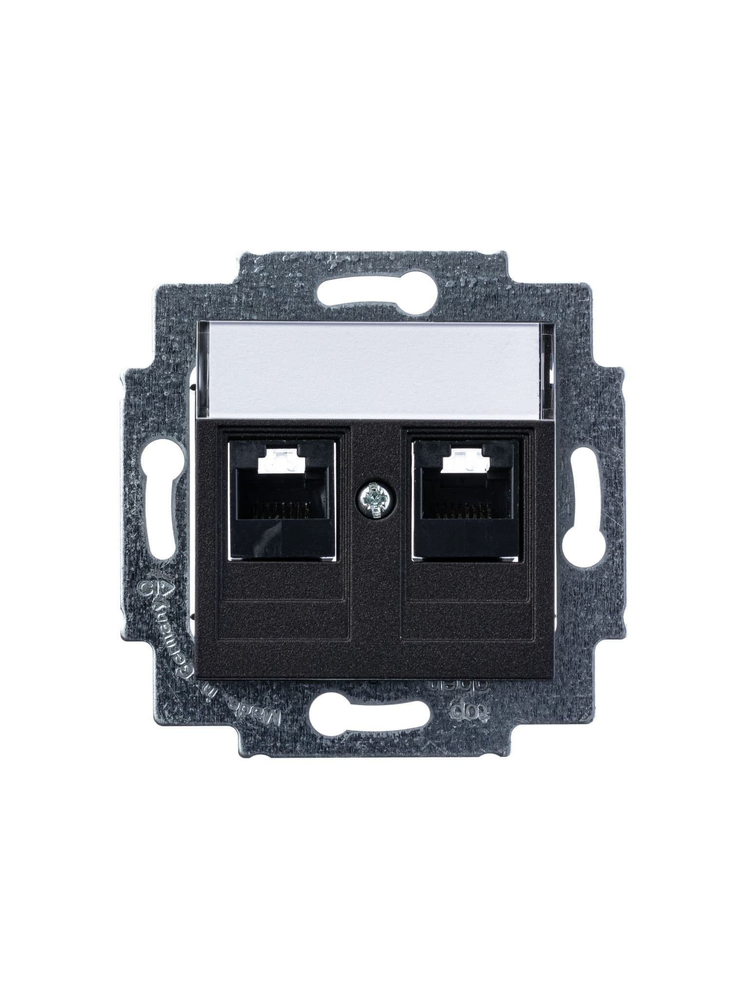 ABB EPJ Levit антрацит / дымчатый чёрный Розетка компьютерная, 2хRJ45 кат,5e, антрацит 2CHH295118A6063 — миниатюра 5