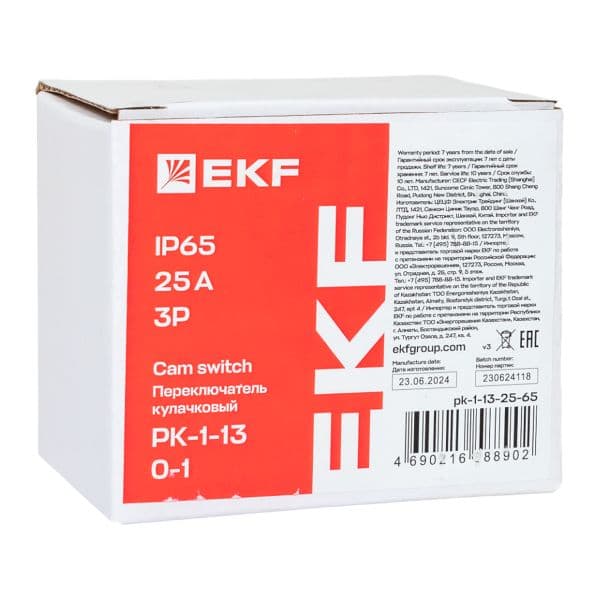 EKF Переключатель кулачковый ПК-1-13 25А 3P «0-1» IP65 — миниатюра 9